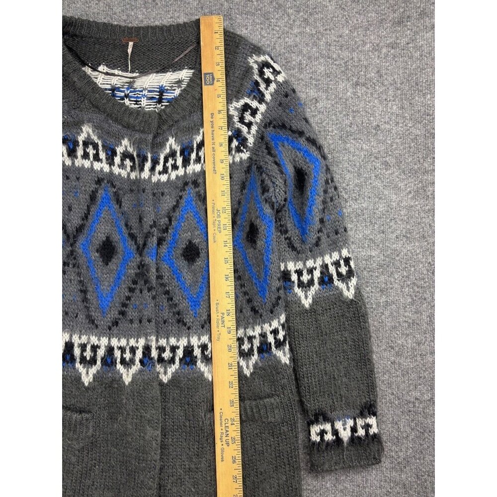 Free People Gray Blue Fair Isle Open Cardigan - Picture 4 of 9